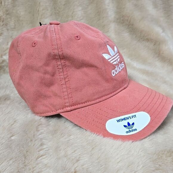 ADIDAS ORIGINALS RELAXED RAW PINK AND WHITE STRAPBACK HAT - NEW - Picture 2 of 6